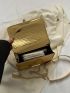 Funky Square Bag Metallic Gold Crocodile Embossed Chain PU