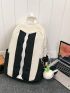 Preppy Classic Backpack With Coin Purse Zipper Polyester