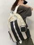 Preppy Classic Backpack With Coin Purse Zipper Polyester