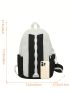 Preppy Classic Backpack With Coin Purse Zipper Polyester