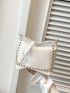 White Square Bag Fashionable Studded Decor PU