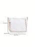 White Square Bag Fashionable Studded Decor PU