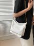 White Square Bag Fashionable Studded Decor PU