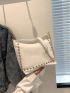 White Square Bag Fashionable Studded Decor PU