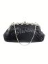 Gorgeous Diamond-Encrusted Aluminum Clip Top Evening Bag Glamorous