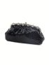 Gorgeous Diamond-Encrusted Aluminum Clip Top Evening Bag Glamorous