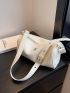 White Bucket Bag Fashionable Litchi Embossed Zipper PU