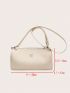 White Bucket Bag Fashionable Litchi Embossed Zipper PU