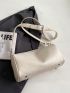 White Bucket Bag Fashionable Litchi Embossed Zipper PU