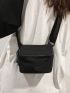 Black Square Bag Casual Adjustable Strap Zipper Nylon