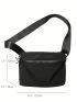 Black Square Bag Casual Adjustable Strap Zipper Nylon