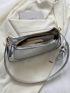 Snakeskin Embossed Baguette Bag Zipper Metallic Funky