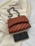 Quilted Detail Square Bag Flap Chain Brown PU Vintage