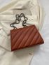 Quilted Detail Square Bag Flap Chain Brown PU Vintage