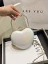 Mini Novelty Bag Heart Design Rhinestone Decor Top Handle Chain Holographic Funky