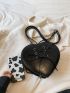 Grommet Eyelet Decor Novelty Bag Zipper Cute PU Textured