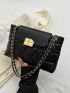 Quilted Detail Square Bag Flap Chain Fashion PU