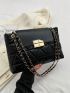 Quilted Detail Square Bag Flap Chain Fashion PU