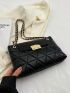 Quilted Detail Square Bag Flap Chain Fashion PU