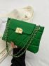 Quilted Detail Square Bag Flap Chain Fashion PU