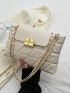 Quilted Detail Square Bag Flap Chain Fashion PU