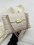 Quilted Detail Square Bag Flap Chain Fashion PU