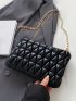 Quilted Detail Square Bag Zipper Chain Fashion PU