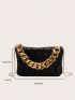 Quilted Detail Square Bag Zipper Chain Fashion PU