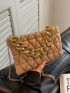 Quilted Detail Square Bag Zipper Chain Fashion PU