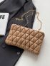 Quilted Detail Square Bag Zipper Chain Fashion PU