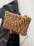 Quilted Detail Square Bag Zipper Chain Fashion PU