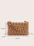 Quilted Detail Square Bag Zipper Chain Fashion PU