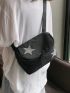 Rhinestone Star Fanny Pack Zipper Adjustable Strap Casual Nylon