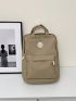 Patch Decor Laptop Backpack Khaki Zipper Casual