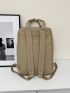 Patch Decor Laptop Backpack Khaki Zipper Casual