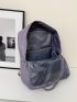 Patch Decor Laptop Backpack Purple Zipper Casual