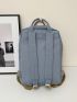 Patch Decor Laptop Backpack Blue Zipper Casual