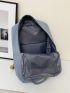 Patch Decor Laptop Backpack Blue Zipper Casual