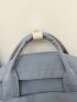 Patch Decor Laptop Backpack Blue Zipper Casual