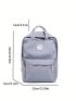 Patch Decor Laptop Backpack Blue Zipper Casual