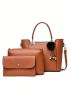 3pcs Bag Sets Tote Shoulder Clutch Bag Brown