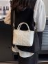 Quilted Double Handle Square Bag Small White
