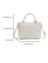Quilted Double Handle Square Bag Small White