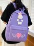 4pcs Bag Sets Backpack Tote Clutch Bag Pencil Case Purple