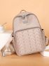 Preppy Classic Backpack Metal & Studded Decor Zipper Lightweight