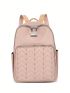 Preppy Classic Backpack Metal & Studded Decor Zipper Lightweight