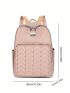 Preppy Classic Backpack Metal & Studded Decor Zipper Lightweight