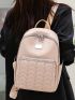 Preppy Classic Backpack Metal & Studded Decor Zipper Lightweight