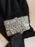 Metallic Textured Box Bag Chain Strap Funky