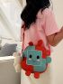 Mini Novelty Bag Cartoon Embroidered Zipper Cute With Fuzzy Rabbit Bag Charm